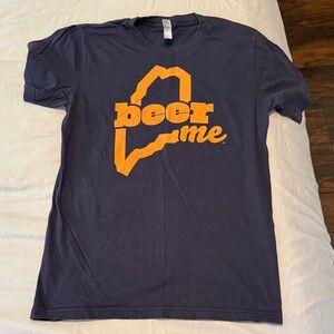 American Apparel Navy Crewneck Beer Me (Maine) Tee